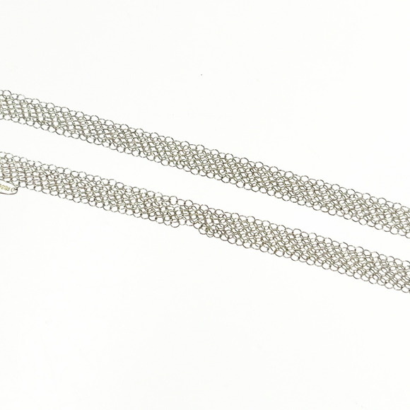 Tiffany Open Heart Mesh Chain Necklace Silver